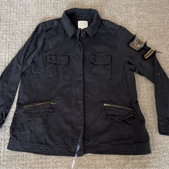 Torrid Denim twill Military Jacket black Jean Zip Coat woman’s 2 - Picture 11 of 11